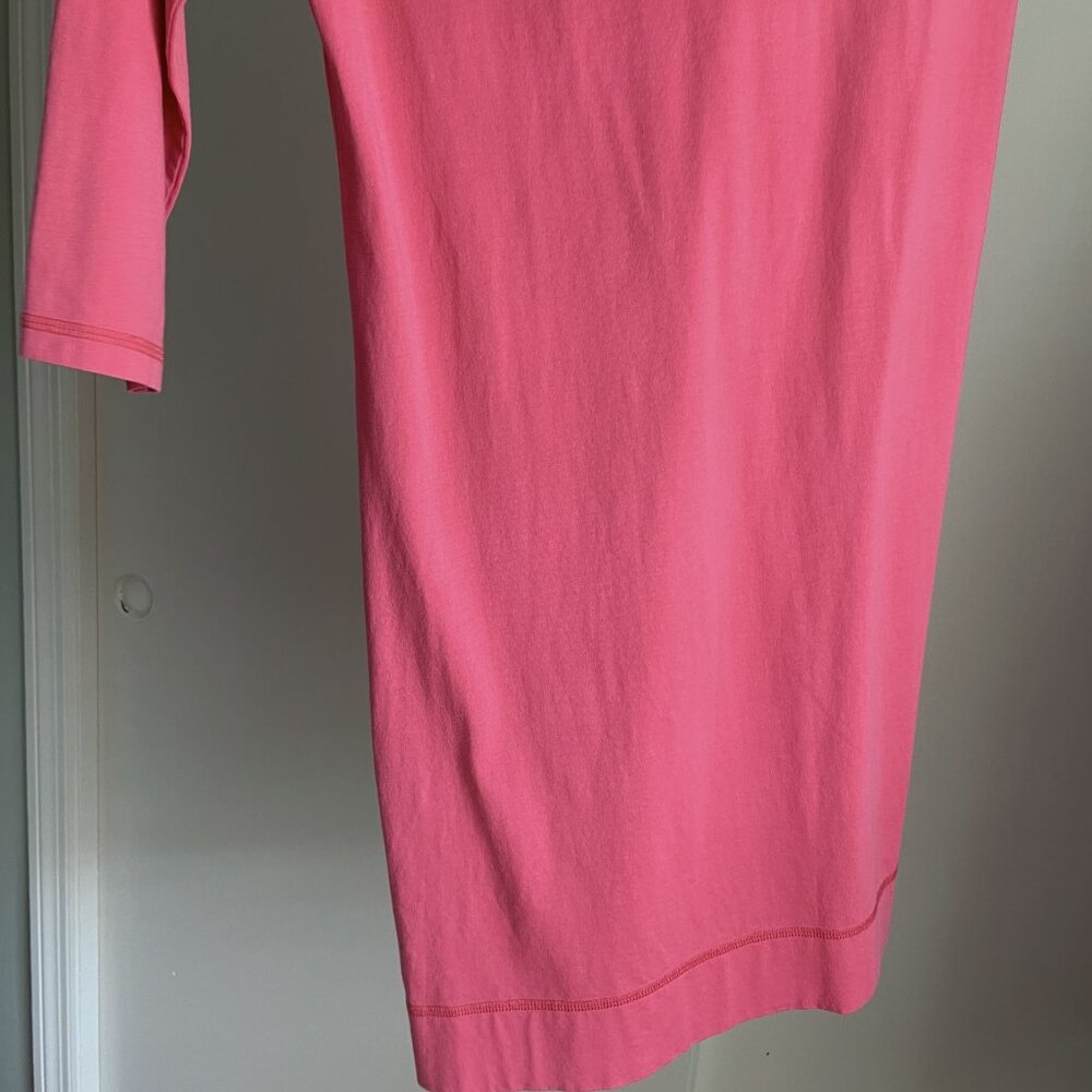 Lilly Pulitzer Palmetto Dress Size M Island Coral Pink Henley V Neck Shirtdress - Picture 13 of 15